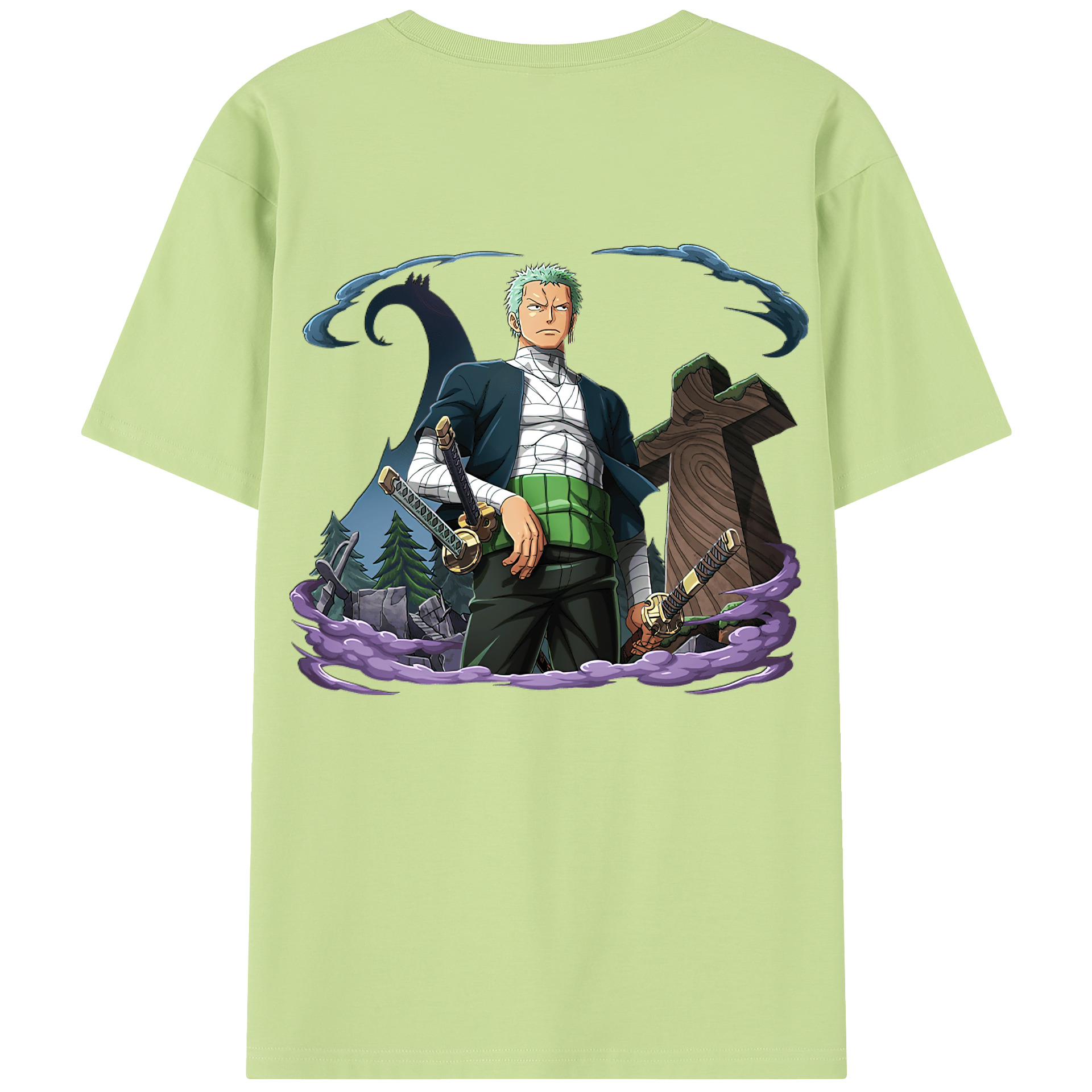 ワンピース ロロノア・ゾロ ONE PIECE Roronoa Zoro 綿100％半袖Tシャツ（背面プリント）